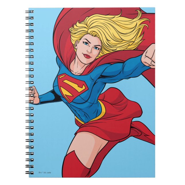 Caderno Espiral Ilustração de Supergirl Voando para Cima (Frente)
