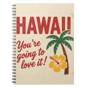 Caderno Espiral Ilustração de Viagem das Ilhas Havaianas Vintage R