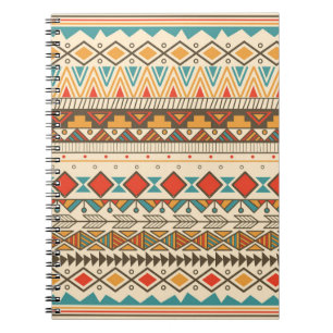 Caderno Espiral Ilustração de Vintagem Tribal Striped Aztec