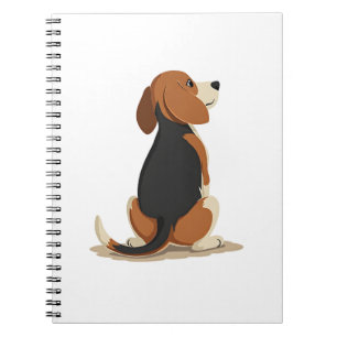 Caderno Espiral Ilustração de Vista Posterior de Cachorro Beagle V