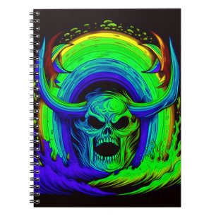 Caderno Espiral Ilustração de Vórtice de Crânio Elétrico
