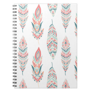 Caderno Espiral Ilustração Desenhada pelas Penas Étnicas