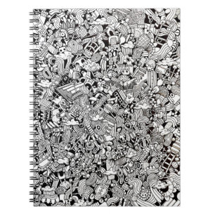 Caderno Espiral Ilustração Detalhada de Cartoon Abstrato