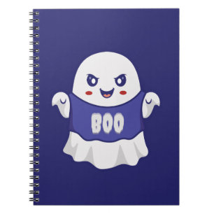 Caderno Espiral Ilustração Divertida de Fantasma Assustador para D