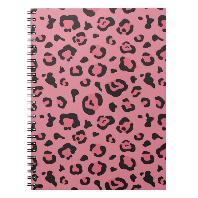 Caderno Espiral Ilustração do animal do rosa do leopardo (Frente)