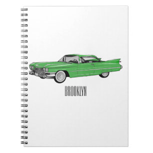 Caderno Espiral Ilustração do desenho animado Classic car 1959