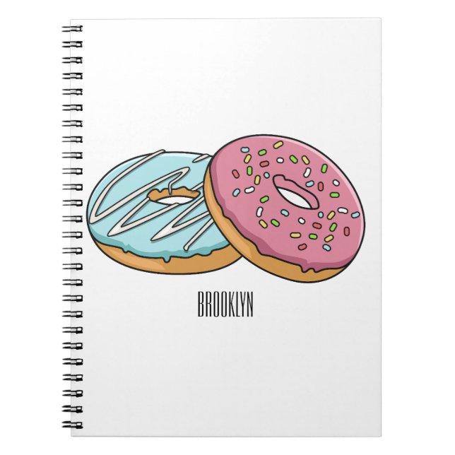 Caderno Espiral ilustração do desenho animado de rosquinha (Frente)