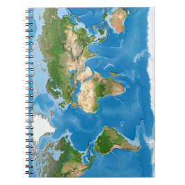 Caderno Espiral Ilustração do Mapa Mundial Topográfico da Terra