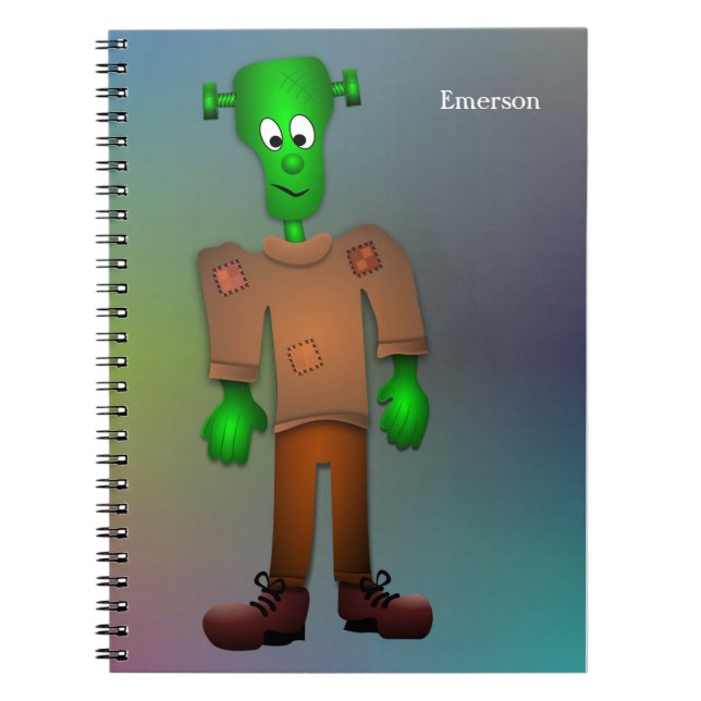 Caderno Espiral Ilustração do monstro de diversão - Nome personali (Frente)