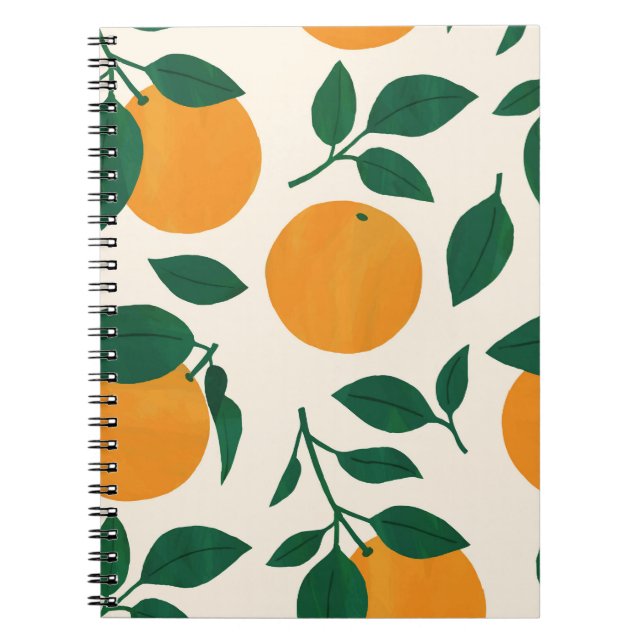 Caderno Espiral Ilustração do padrão de Fruta laranja (Frente)