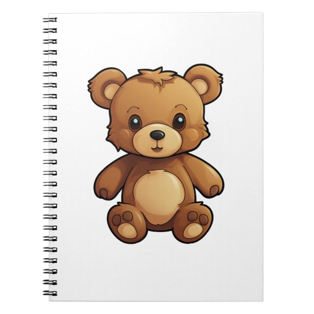 Caderno Espiral Ilustração do urso de desenho animado (Frente)
