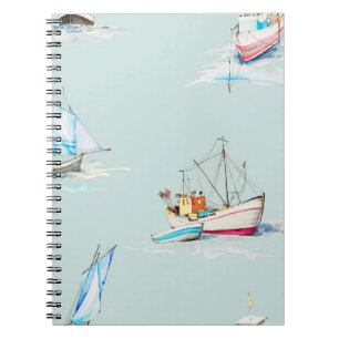 Caderno Espiral ilustração do veleiro desenhado à mão