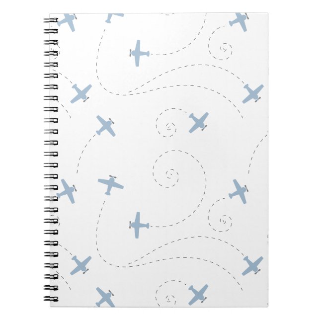Caderno Espiral ilustração do vôo do avião (Frente)