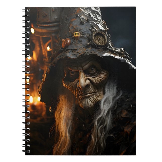 Caderno Espiral Ilustração Espetacular da Velha Bruxa do Assustado (Frente)
