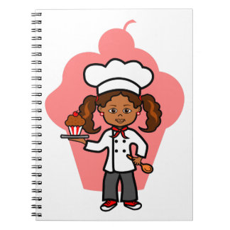 Caderno Espiral Ilustração fêmea do cozinheiro chefe