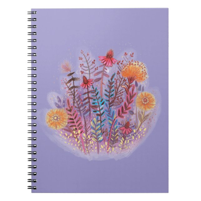 Caderno Espiral ilustração floral (Frente)
