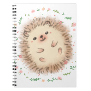 Caderno Espiral Ilustração Hedgehog & Flowers