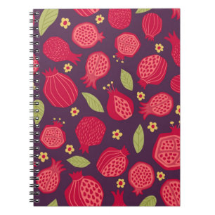 Caderno Espiral Ilustração in vitro de romãs suculentos com le