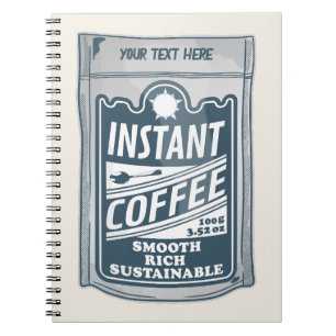 Caderno Espiral Ilustração instantânea de pop de arte do café
