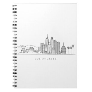Caderno Espiral Ilustração Minimalista do Horizonte de Los Angeles
