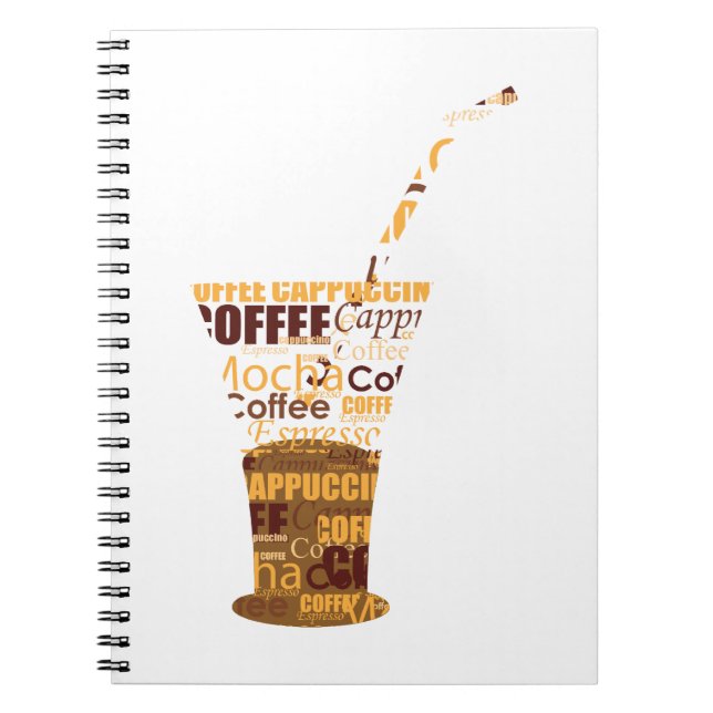 Caderno Espiral Ilustração moderna do café (Frente)