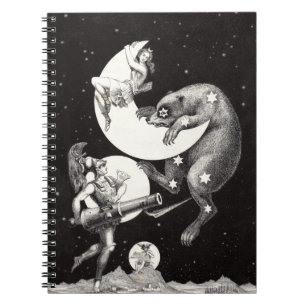 Caderno Espiral Ilustração Noturna do Deus do Universo da Lua Cele