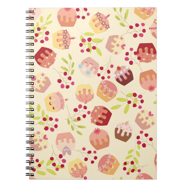 Caderno Espiral ilustração perfeita do bolo de xícara (Frente)