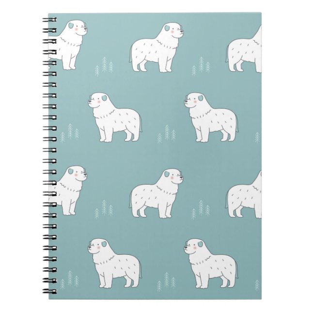 Caderno Espiral ilustração perfeita do cão Pirenéus do Excelente v (Frente)