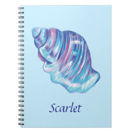 Caderno Espiral Ilustração personalizada da solha do oceano arco-í