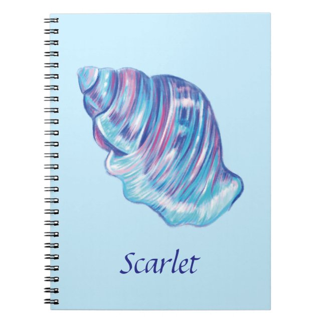 Caderno Espiral Ilustração personalizada da solha do oceano arco-í (Frente)