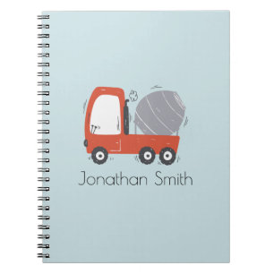 Caderno Espiral Ilustração Personalizada de Misturador de Concreto