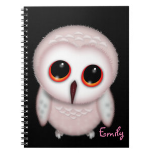 Caderno Espiral Ilustração Personalizada de Pequena Coruja Fofa