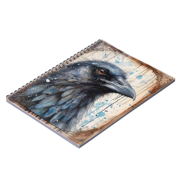 Caderno Espiral Ilustração Raven com Notebook Watercolor (Left Side)