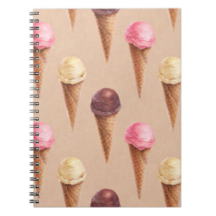 Caderno Espiral Ilustração Sem Costura de sorvete