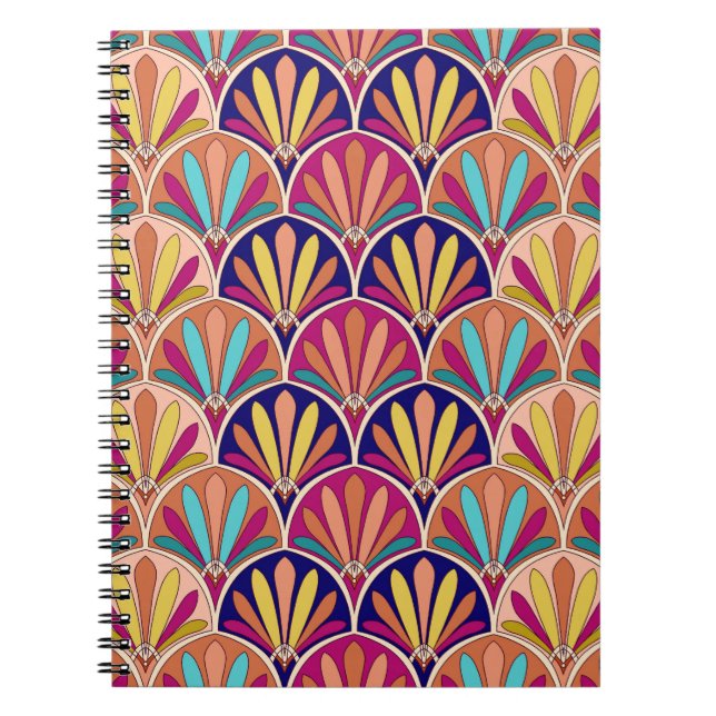 Caderno Espiral Ilustração Têxtil Tradicional Indiana (Frente)