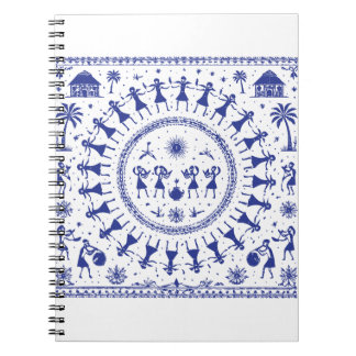 Caderno Espiral Ilustração Tribal Indiana da Arte Warli