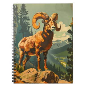 Caderno Espiral Ilustração Vintage Bighorn Sheep