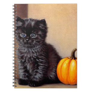 Caderno Espiral Ilustração Vintage Halloween Black Kitten