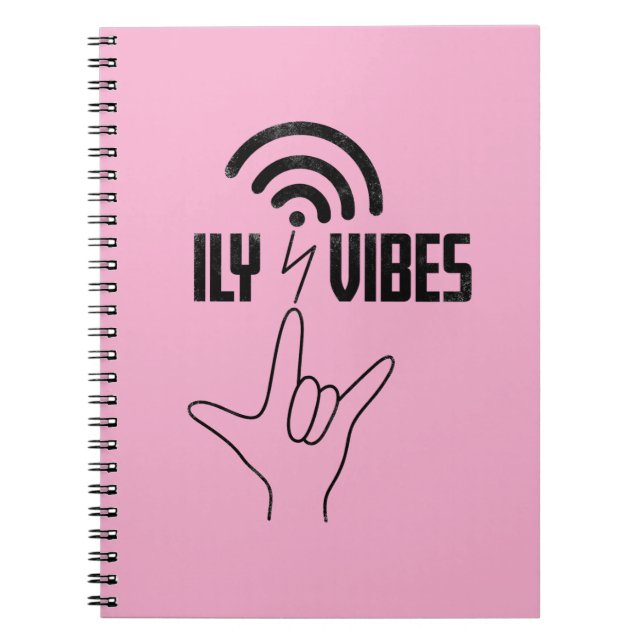 Caderno Espiral ILY Vibes - Design ASL  (Frente)
