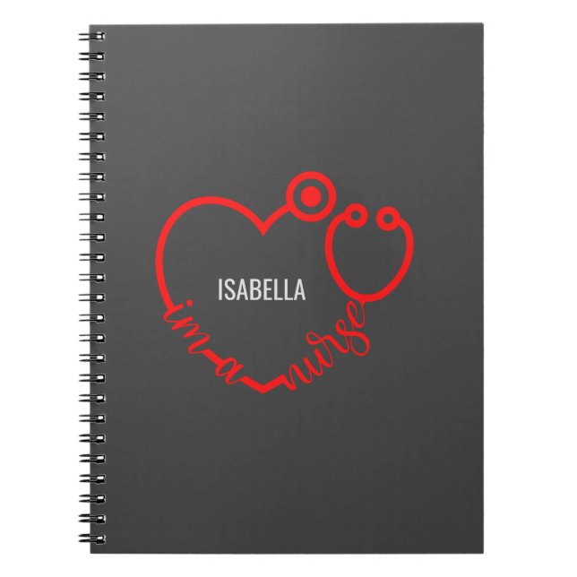 Caderno Espiral I'm A Nurse Stethoscope Heart Modern Personalized (Frente)