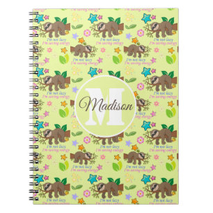Caderno Espiral I'm Not Lazy Funny Sloth Quote Pattern Name