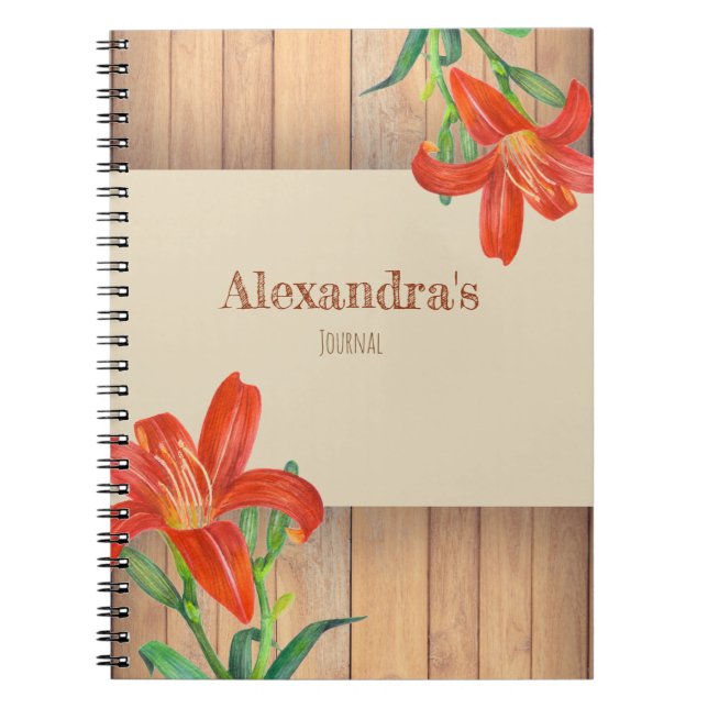 Caderno Espiral Imagem Botânica Rustic Orange Lily (Frente)