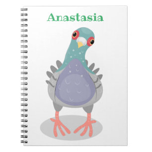 Caderno Espiral Imagem curiosa de desenho animado do pombo