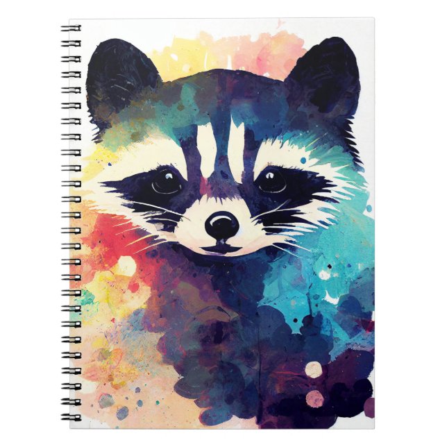 Caderno Espiral Imagem de Cor Animal Natural de Raccoon (Frente)