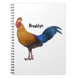 Caderno Espiral Imagem de desenho animado de aves de junglefowl no