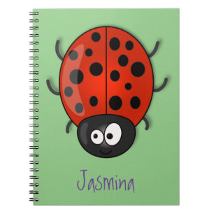 Caderno Espiral Imagem de desenho animado de joaninha vermelha, fe