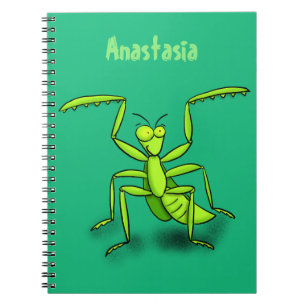 Caderno Espiral Imagem de desenho animado de louva-a-deus engraçad