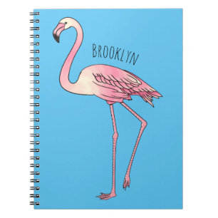 Caderno Espiral Imagem de desenho animado de pássaro Flamingo