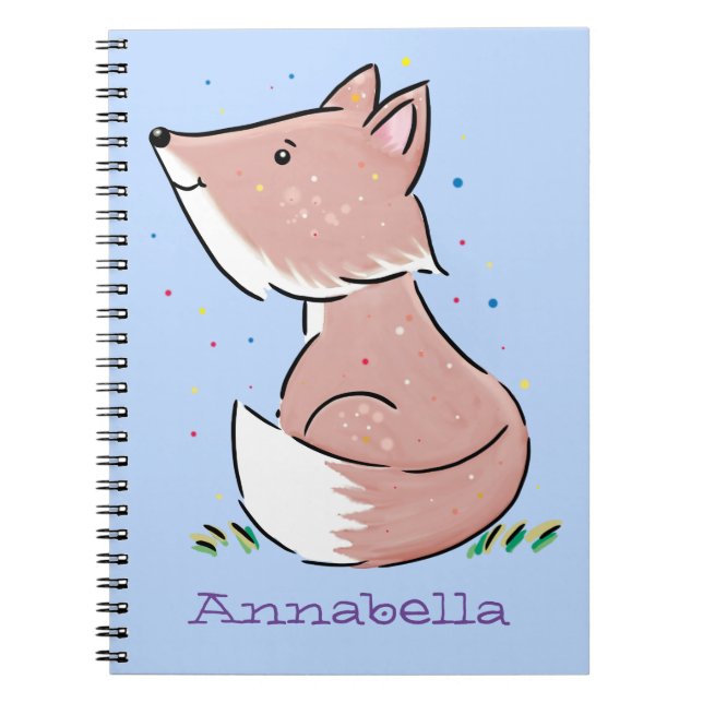 Caderno Espiral Imagem de desenho animado de raposas de bebês (Frente)