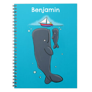 Caderno Espiral Imagem de desenhos animados de baleias-brancas e e